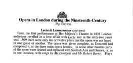 Opera in London Duriirg Ihe Nineteenth-Century Pip Clayton