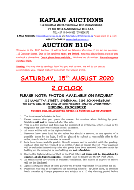 Kaplan Auctions Auction B104