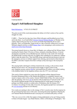Egypt's Self-Inflicted Slaughter