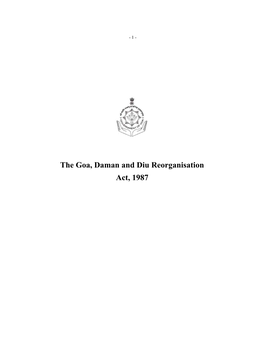 The Goa, Daman and Diu Reorganisation Act, 1987