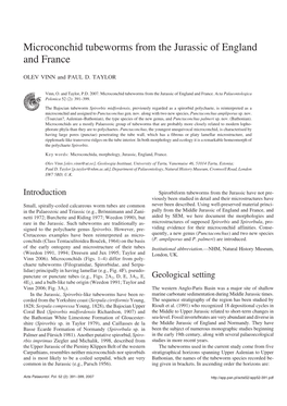 Microconchid Tubeworms from the Jurassic of England and France