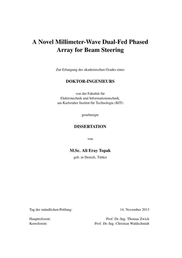 A Novel Millimeter-Wave Dual-Fed Phased Array for Beam Steering