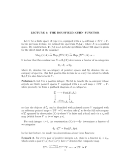 Lecture 6: the Bousfield-Kuhn Functor