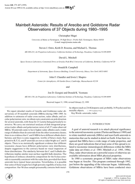 Mainbelt Asteroids: Results of Arecibo and Goldstone Radar Observations of 37 Objects During 1980–1995