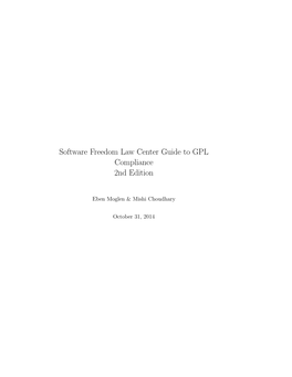 Software Freedom Law Center Guide to GPL Compliance 2Nd Edition