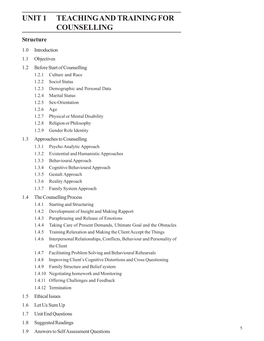 Unit 1 Teaching and Training for Counselling