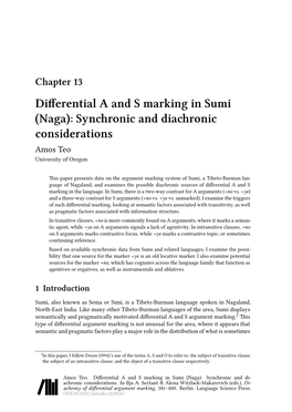 Naga): Synchronic and Diachronic Considerations Amos Teo University of Oregon