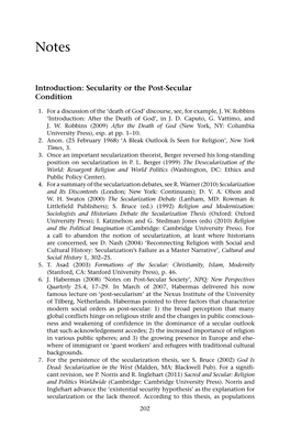 Introduction: Secularity Or the Post-Secular Condition