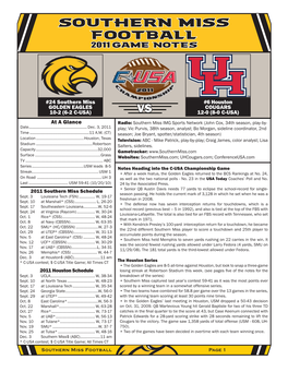 Southern Miss Football 2011 Game Notes