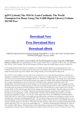 The 1934 St. Louis Cardinals: the World Champion Gas House Gang (The SABR Digital Library) (Volume 20) Online