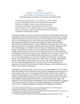 Chapter 5 Keepers of the Circle Learning Centre: Kirkland Lake and Temiskaming Shores, Ontario by Ronda Guenette, Lisa Sloan, Fiona Traynor, and Arlene Haché