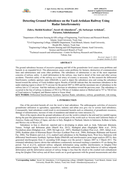 Detecting Ground Subsidence on the Yazd-Ardakan Railway Using Radar Interferometry