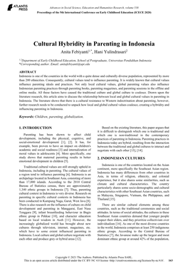 Cultural Hybridity in Parenting in Indonesia Anita Febiyanti1,*, Hani Yulindrasari2