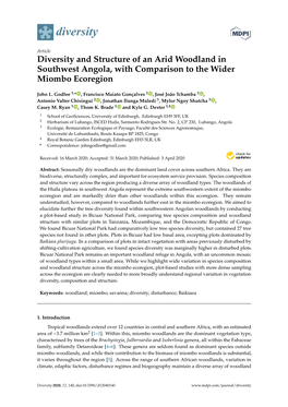 Diversity and Structure of an Arid Woodland in Southwest Angola, with Comparison to the Wider Miombo Ecoregion