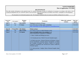 SANCO/10428/2007 Date of Application: 5/11/2020 BLUETONGUE