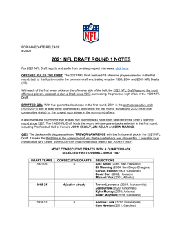 2021 Nfl Draft Round 1 Notes