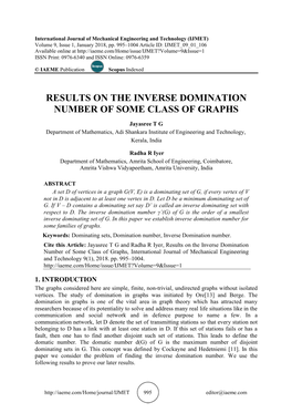 Results on the Inverse Domination Number of Some Class of Graphs