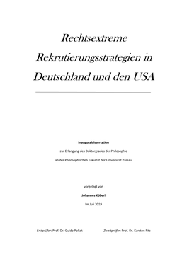 Rechtsextreme Rekrutierungsstrategien in Deutschland Und Den USA