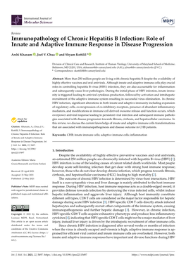 Immunopathology of Chronic Hepatitis B Infection: Role of Innate and Adaptive Immune Response in Disease Progression