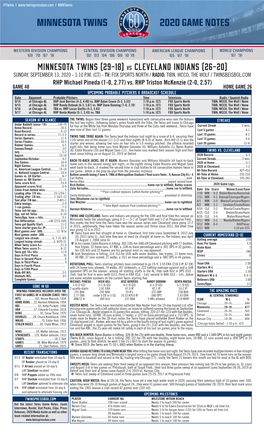 Twins Notes 9-13 Vs. CLE.Pdf