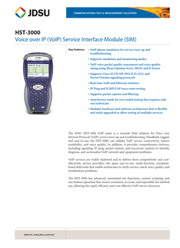 HST-3000 Voice Over IP (Voip) Service Interface Module (SIM)