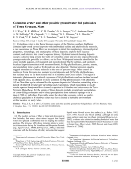 Columbus Crater and Other Possible Groundwater‐Fed Paleolakes of Terra Sirenum, Mars J