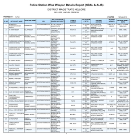 Police Station Wise Weapon Details Report (NDAL & ALIS)