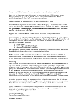 Verzoek Informeren Gemeenteraden Over Investeren in De Regio