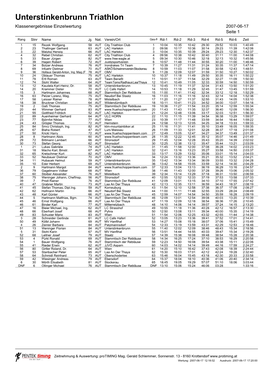 Unterstinkenbrunn Triathlon Klassenergebnisse Einzelwertung 2007-06-17 Seite 1