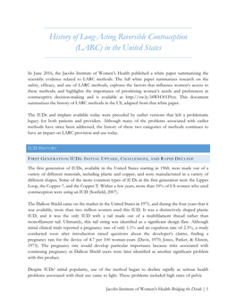 History of Long-Acting Reversible Contraception (LARC) in the United States