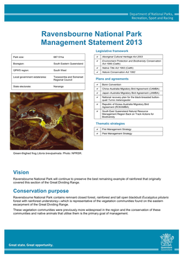 Ravensbourne National Park Management Statement 2013 (PDF