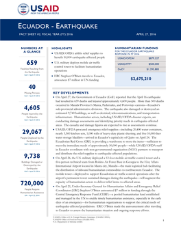 Ecuador Earthquake Fact Sheet #2