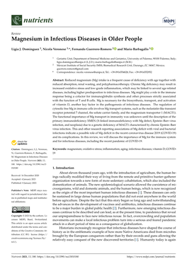 Magnesium in Infectious Diseases in Older People