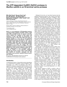 The ATP-Dependent Codwx (Hslvu) Protease in Bacillus Subtilis Is an N-Terminal Serine Protease