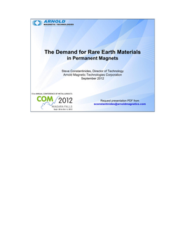 Demand for Rare Earth Materials in Permanent Magnets