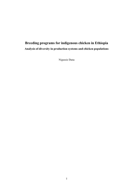Genetic Analysis of Production Traits to Support Breeding Programs Utilizing Indigenous Chickens in Ethiopia