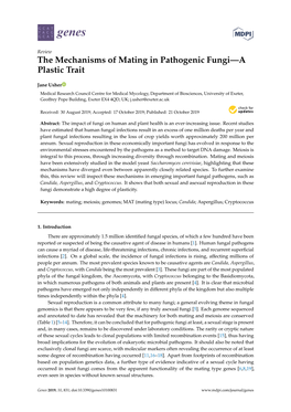 The Mechanisms of Mating in Pathogenic Fungi—A Plastic Trait