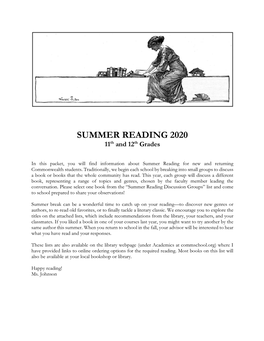 SUMMER READING 2020 11Th and 12Th Grades