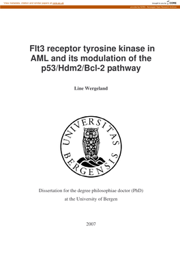 Flt3 Receptor Tyrosine Kinase in AML and Its Modulation of the P53/Hdm2/Bcl-2 Pathway