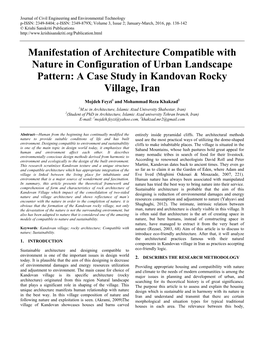 Manifestation of Architecture Compatible with Nature in Configuration of Urban Landscape Pattern: a Case Study in Kandovan Rocky Village, Iran
