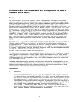 Guidelines for the Assessment and Management of Pain in Rodents and Rabbits