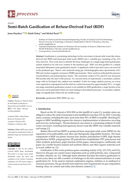 Semi-Batch Gasification of Refuse-Derived Fuel (RDF)