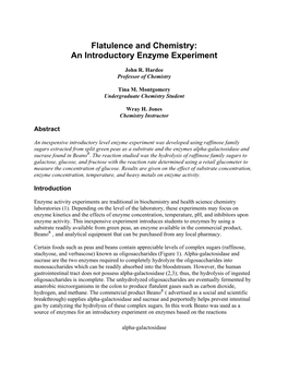 Flatulence and Chemistry: an Introductory Enzyme Experiment