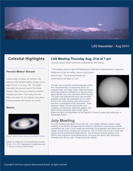 Celestial Highlights July Meeting