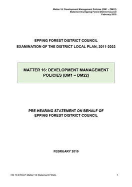 DM1 – DM22) Statement by Epping Forest District Council February 2019