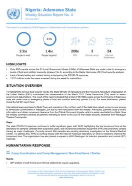 Nigeria: Adamawa State Weekly Situation Report No