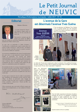 Editorial L'avenue De La Gare Est Désormais L'avenue Yves Guéna