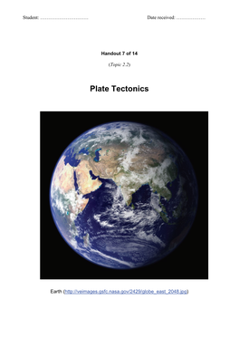 2.2 Plate Tectonics Page 2 of 28