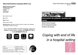 Coping with End of Life in a Hospital Setting