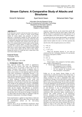 Stream Ciphers: a Comparative Study of Attacks and Structures